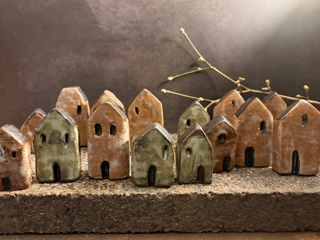 Stoneware Ceramic Mini Houses | Set of 3