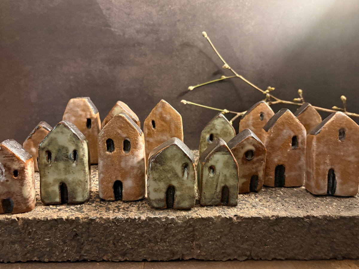 Stoneware Ceramic Mini Houses | Set of 3
