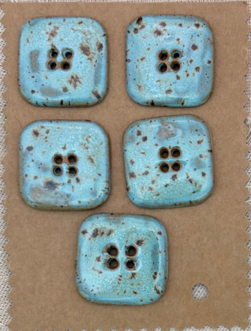 Buttons Speckled Blue/green Square 30mm | Set of 5