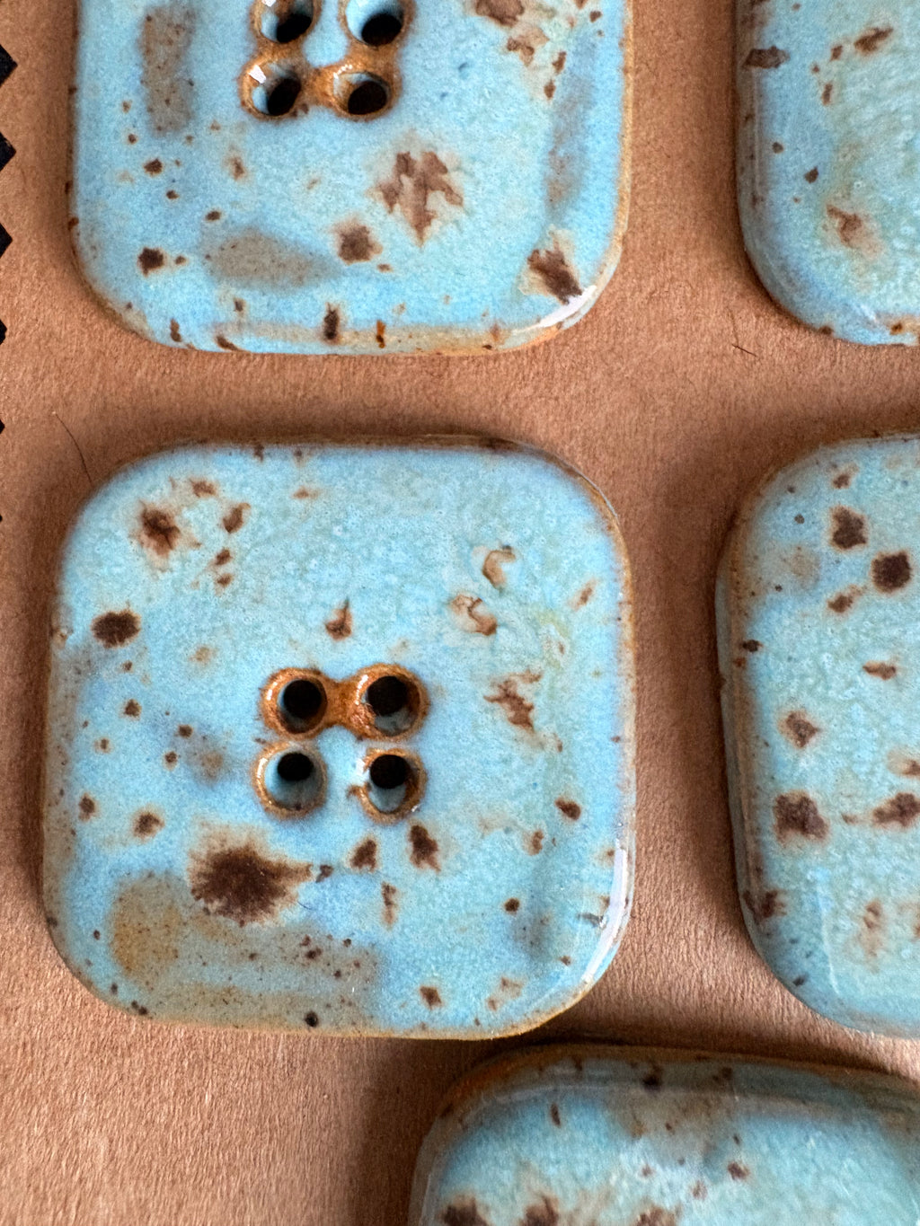 Buttons Speckled Blue/green Square 30mm | Set of 5
