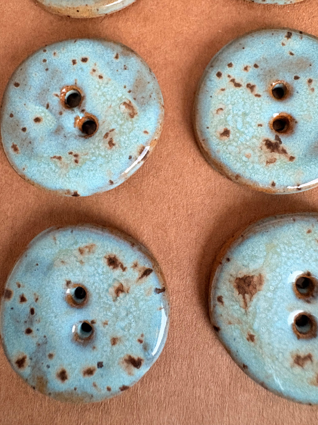 Ceramic Buttons in Blue Green 28mm | Set of 6