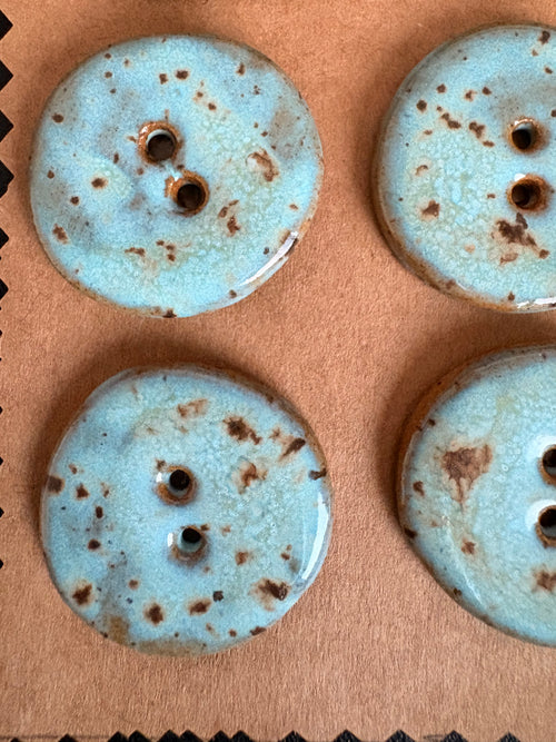Ceramic Buttons in Blue Green 28mm | Set of 6