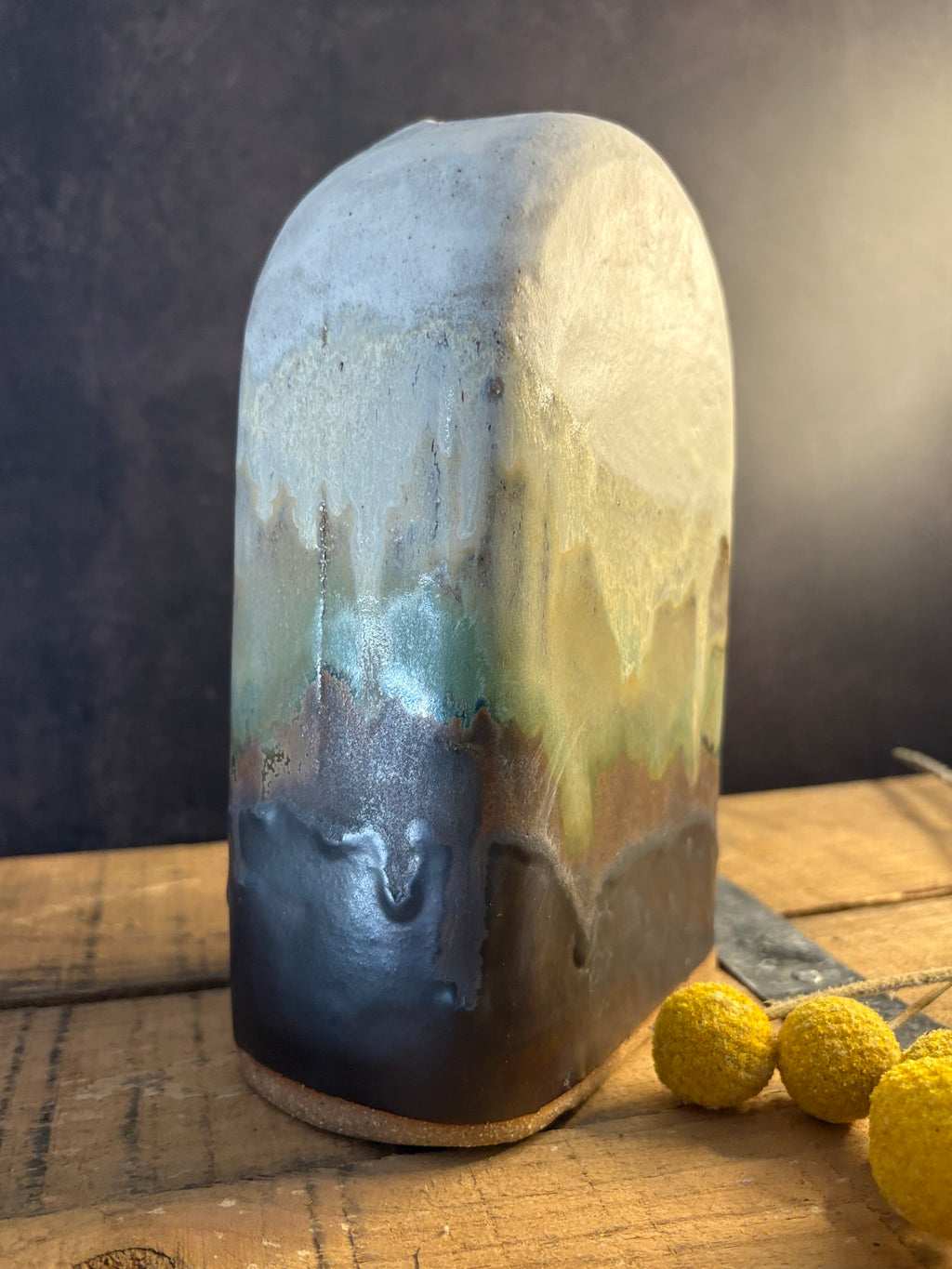 Rolling Hills Vase | Hand Built and Glazed Stoneware Ceramic | Tall