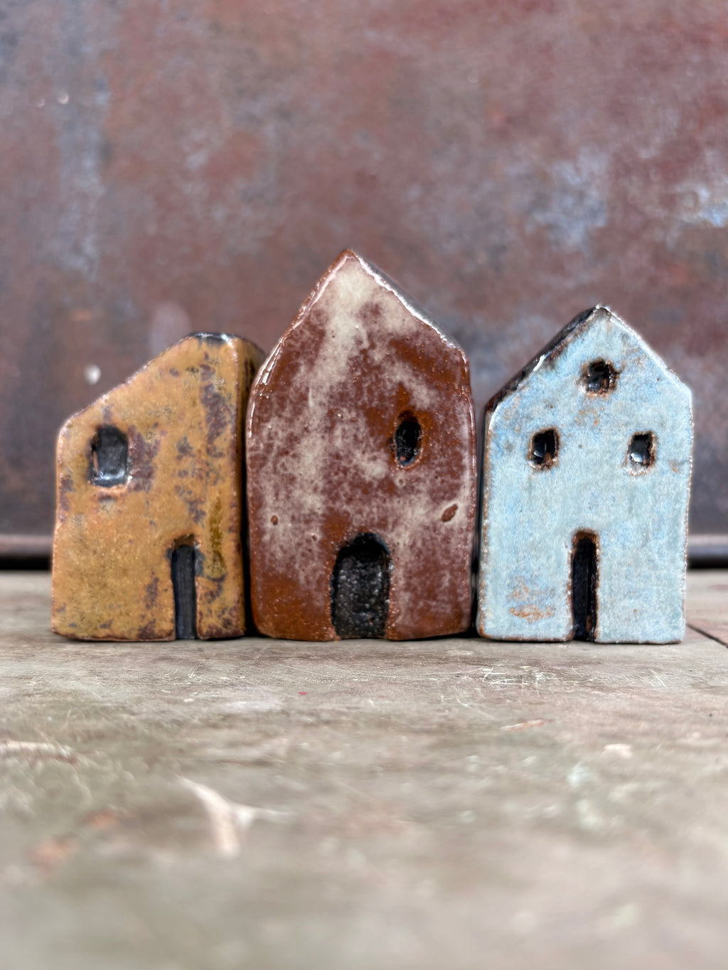 Stoneware Ceramic Mini Houses | Set of 3